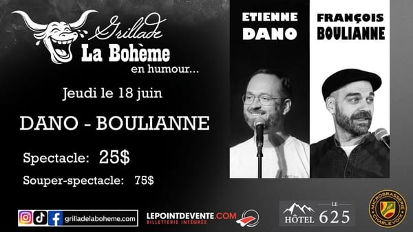 Souper-spectacle en humour: Dano - Boulianne en rodage